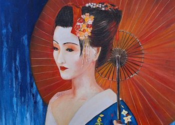 Japanse vrouw met parasol